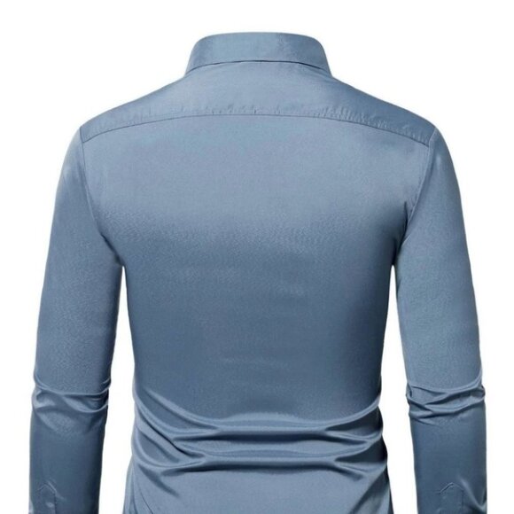 Grey Mens Button Up Tee Shirt - Picture 3 of 7